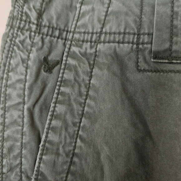 Vtg American Eagle Y2K Cargo Pants 2 Olive Green Utility Low Rise Streetwear - Picture 3 of 16